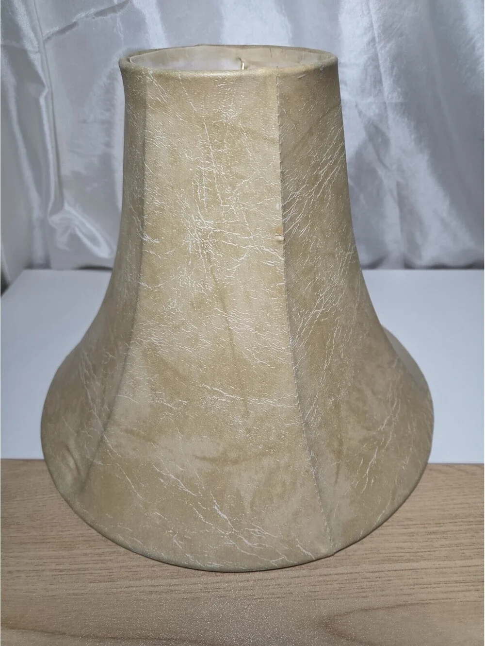 Vintage Faux Leather Tan Bell Lamp Shade Distressed 10.25